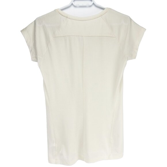 ARC'TERYX Merino-Blend Trim Fit V-Neck Short Sleeve Ivory Off-White Tee Size S - Picture 2 of 6